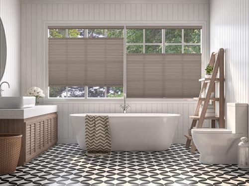 BlindsAvenue Cordless Top Down Bottom Up Cellular Honeycomb Shade, 9/16" Single Cell, Light Filtering, Sticks & Stones, Size: 64" W x 48" H