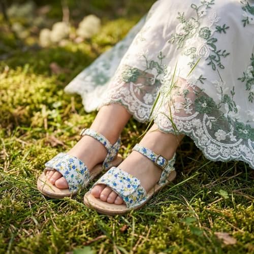 Image of THEE BRON Toddler Girls Vintage Open Toe Sandals Cushioned Comfy Summer Dress Shoes