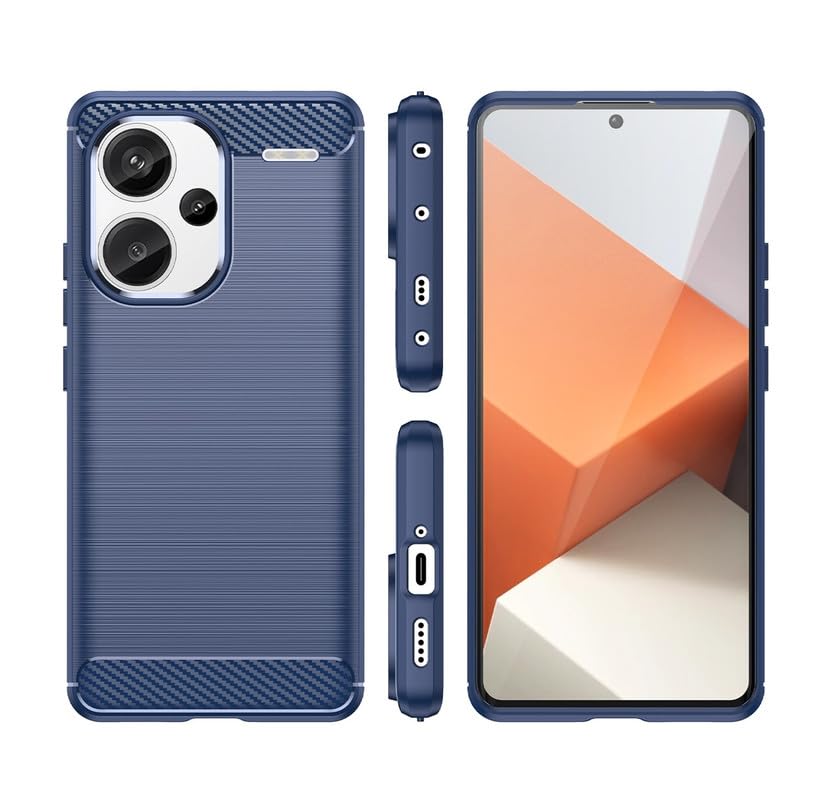 Image of NPRC Hybrid Ultra Slim Protective Case TPU Non-Slip Carbon Fiber Texture Shockproof Case Cover for Redmi Note 13 pro Plus - Blue