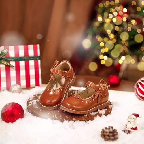 Image of GINFIVE Toddler Girls Dress Shoes Little Kids Flats School Mary Janes Shoes