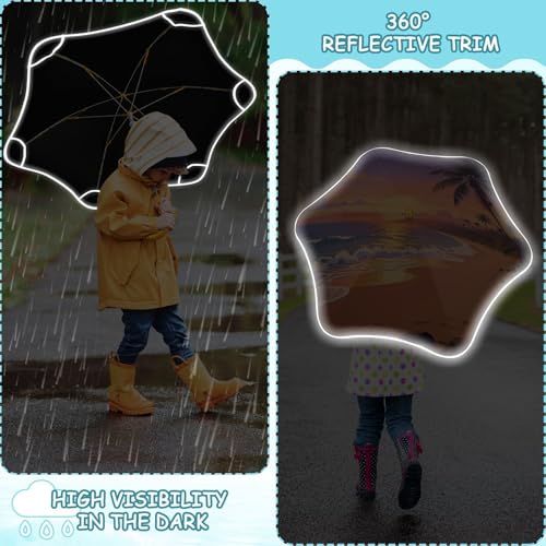Paraguas para niños de lluvia resistente al viento con estampado tropical 6