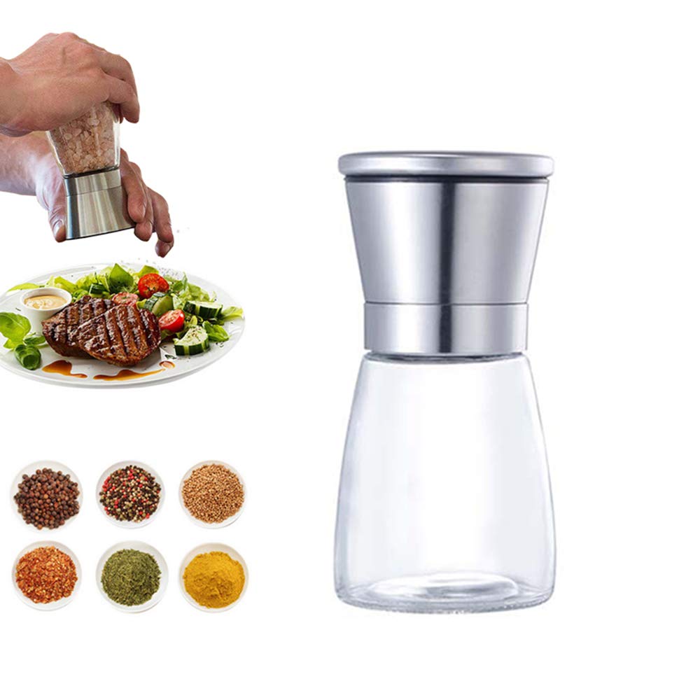 Stainless Steel Salt and Pepper Grinders Salt Shakers Adjustable Coarseness for Sea Salt Pepper Spices Mill