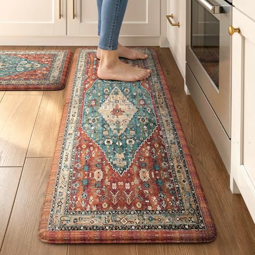 Collive Boho Kitchen Mats 2PCS Anti-Fatigue Set