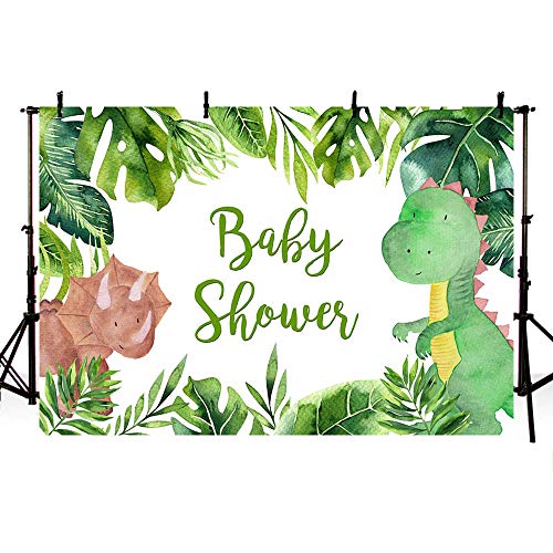 MEHOFOND Wild Woodland Dinosaurier Thema Junge Babyparty Party Dekoration Hintergrund tropische grüne Blätter Wald… – Bild 4