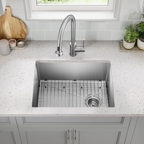 KRAUS-Fairlane-25-inch-Undermount-Single-Bowl-18-Gauge-Stainless-Steel-Kitchen-Sink-KHU641-25 KRAUS Fairlane 25 inch Undermount Single Bowl 18 Gauge Stainless Steel Kitchen Sink KHU641 25