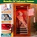 AWUCRSI 1-Person Far Infrared Sauna for Home, Low EMF Okoume Wood Sauna Room with Full Spectrum Infrared & 660nm/850nm Red Light Therapy, 7 Chromotherapy Lights, Bluetooth Speaker, LCD Touch Control