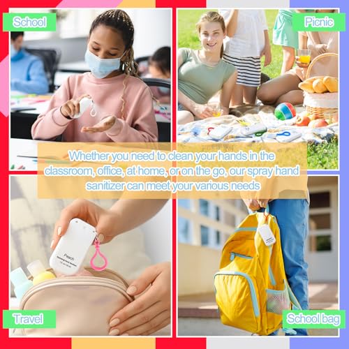 Image of 12 Pack Mist Hand Sanitizer Spray Keychain Cute Mini Hand Sanitizer Travel Size Bulk 1oz Scent Moisturizing Back to School Teacher Gift Classroom Variety Pack for Gym Purse Backpack(White,Simple)