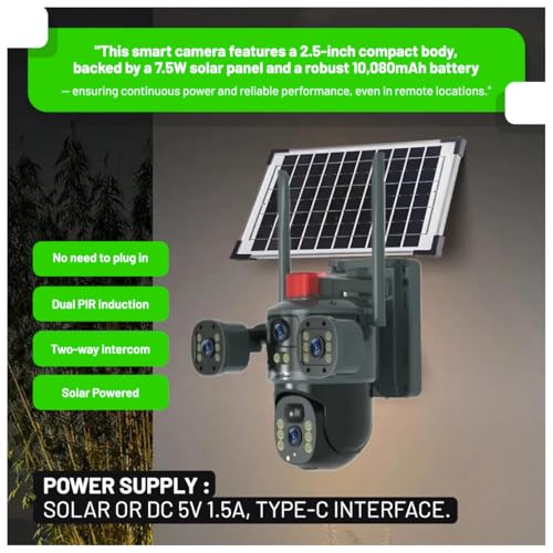 Image of Active Pixel 4G Solar Powered 4MP CCTV Camera with 2+1 Lens | PTZ 360 Wireless Outdoor Security Camera | Motion Detection, SIM Card Slot, 2-Way Audio, IP66 Waterproof - G13 Pro
