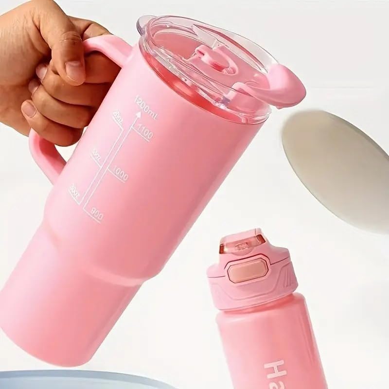 Image of 7Seas 1200ml Plastic Water Tumbler with 800ml & 300ml Water Bottle-Reusable Gym,Travel and Office use Drinking Cup with Leak-Proof Lid and Straw|Portable Outdoor and Home use Water Bottle Set of 3Pc