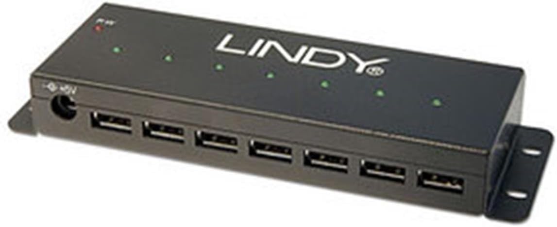 LINDY 7 Port Industrial USB 2.0 Hub, Metal (42794)