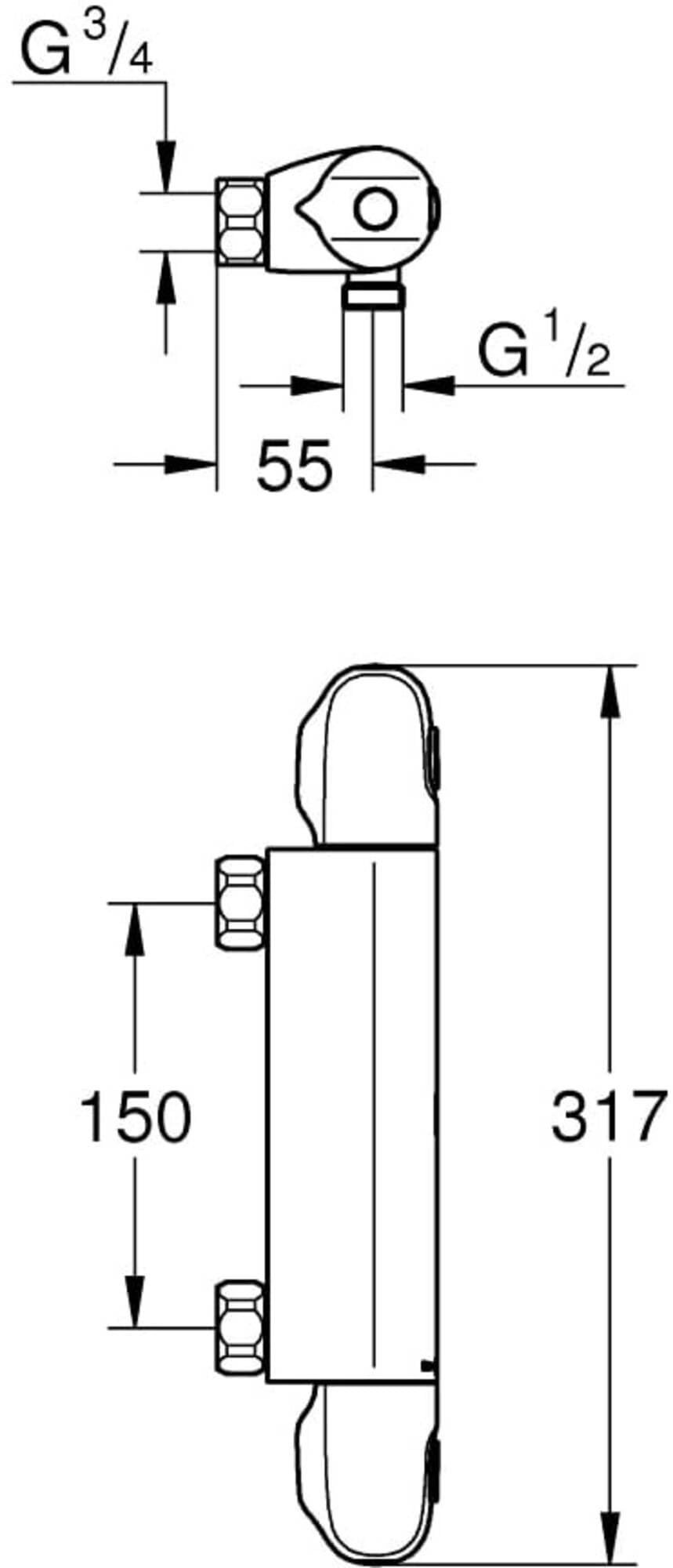 Mitigeur Thermostatique de Douche GROHE Grohtherm 1000 Chromé - 34817003