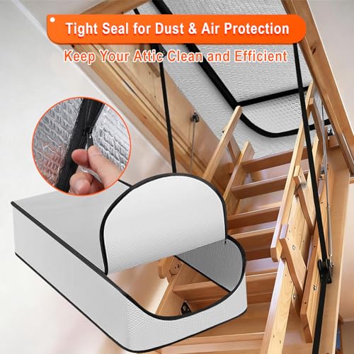 Attic Door Insulation Cover – Reflective Pull Down Tent with Zipper, 25” x 54” x 11” for Attic Stairway & Ladder, Energy-Efficient Heat Barrier & Dust Protection by GIroiyai - Used condition - Image 7