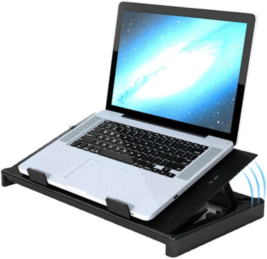 USB Laptop Cooling Stand 5 Fans Cooler Adjustable Angle Anti-Skid Laptop Cooling Device with Heatsink Base for Gaming and Office Use