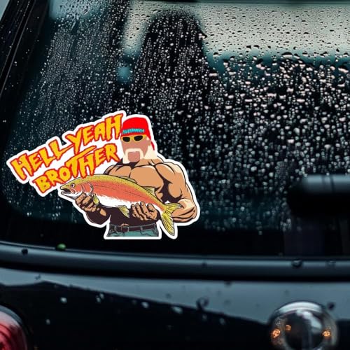 Image of Hell Yeah Brother Fishing Decals: Funny Car Stickers | 6 x 4 Inch Vinyl Decals for Window,Auto,SUV, Gift for Fishing Lover
