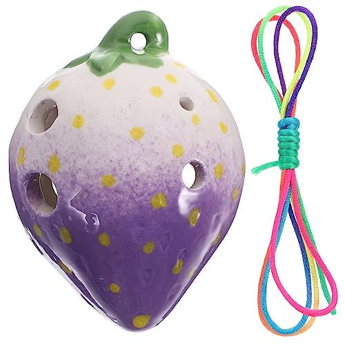 OFFSCH 6 Hole Ocarina for Beginners Ceramic Strawberry Design Portable Easy to Carry Random