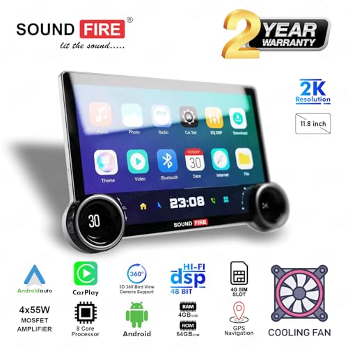 Image of SOUND FIRE NEXGeneration 11.8 Inch 2.0K Diamond 4GB RAM / 64GB ROM with DSP /Android Auto /CarPlay /4G /360 Camera Support Android Car Stereo