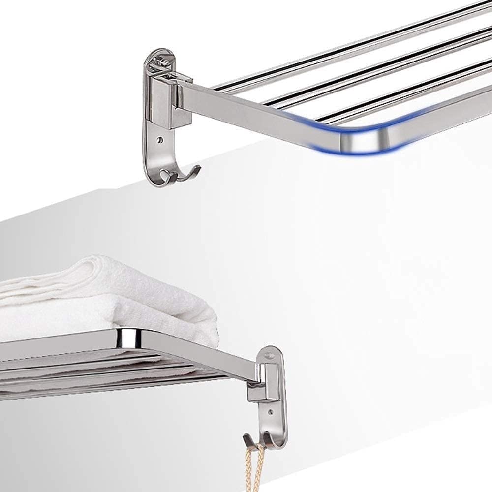 Toallero de Pared de Acero Inoxidable 304 - Estante Plegable para baño Que Ahorra Espacio, Soporte para Toallas de barandilla de Hotel y Estante de baño Delgado