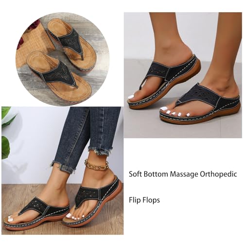2024 Soft Bottom Massage Orthopedic Flip Flops Comfort Orthotic Wedge Sandals Casual Women Sandals with Arch Support4