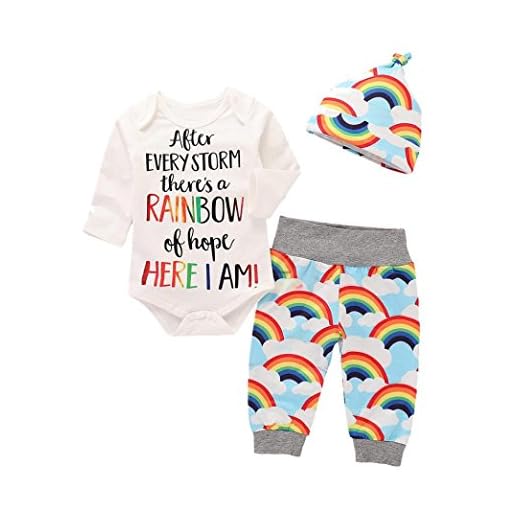 K-youth Body Bebe Manga Larga Ropa Bebe Recien Nacido Niña Otoño Invierno Infantil Niño Monos Mameluco Camiseta Tops + Arco Iris Pantalones + Sombrero Conjuntos Bebe Liquidación