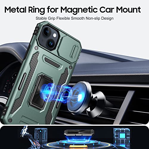 Kovasia For Iphone 14 Case With 2Pcs Screen Protector & Slid Camera Lens Protector, For Iphone 14 Phone Case With Kickstand, Shockproof Military-Grade Protection Case For Iphone 14, Green #TOP4