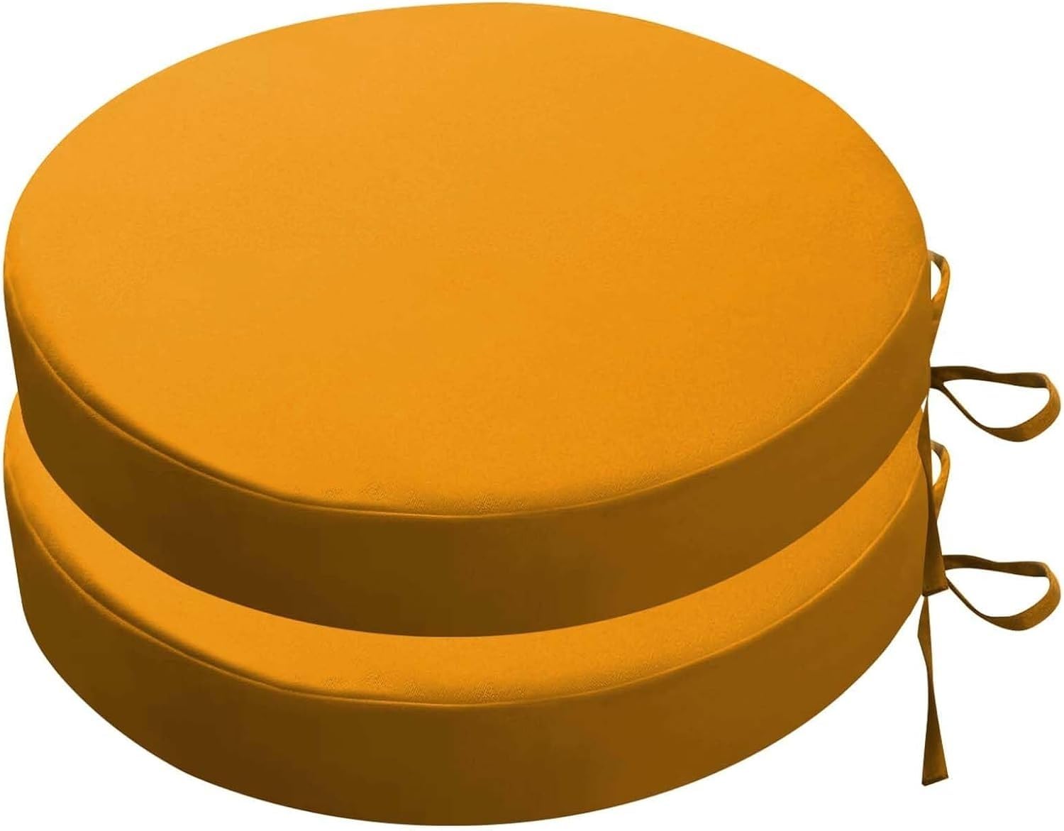 RTSFKFS Round Bistro Chair Cushions Set Of 2, Waterproof Patio Seat Pad With Ties And Removable Covers For Outdoor Furniture(Yellow,50x5cm 2pcs)