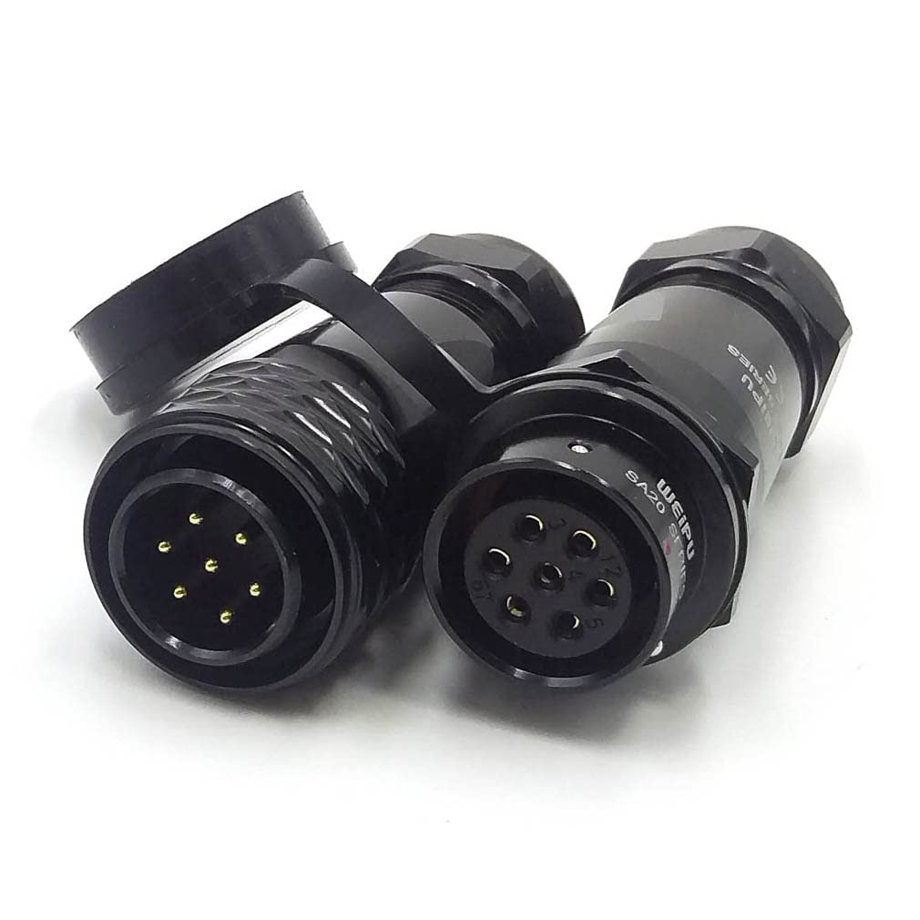 WEIPU SA20 Series 2 pin Waterproof Connector, SA2010/P2 IP67 2 Wire Aviation Industrial High Voltage Electrical Heavy Circular Connector Plug Socket, Black (Thread nut Panel Mount, 2 Pin)