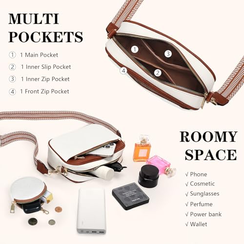 Image of Crossbody Bags for Women Vegan Leather Small Purses with Detachable Coin Pouch Adjustable Guitar Wide Strap