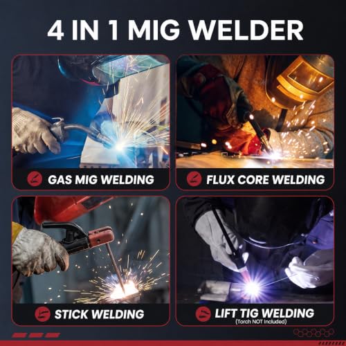 Image of BESTMIG 165S MIG Welder 110V /220V Dual Voltage, 4 in 1 Multi-Process Welding Machine (Gas & Gasless Flux Core /TIG /Stick), Synergic Inverter Welder Machine Portable Wire Welder Kit with Helmet & Gloves