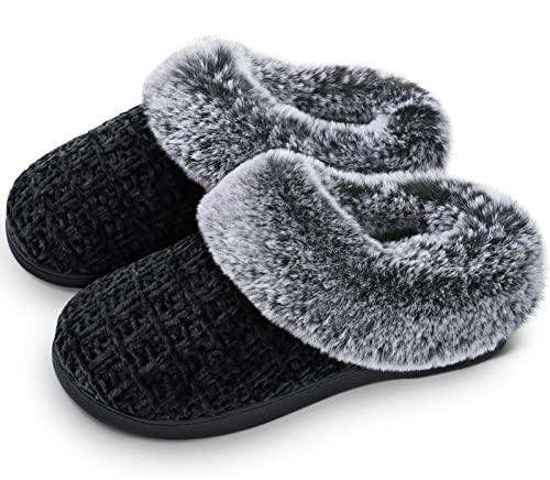 DL Women's House Slippers with Fuzzy Collar