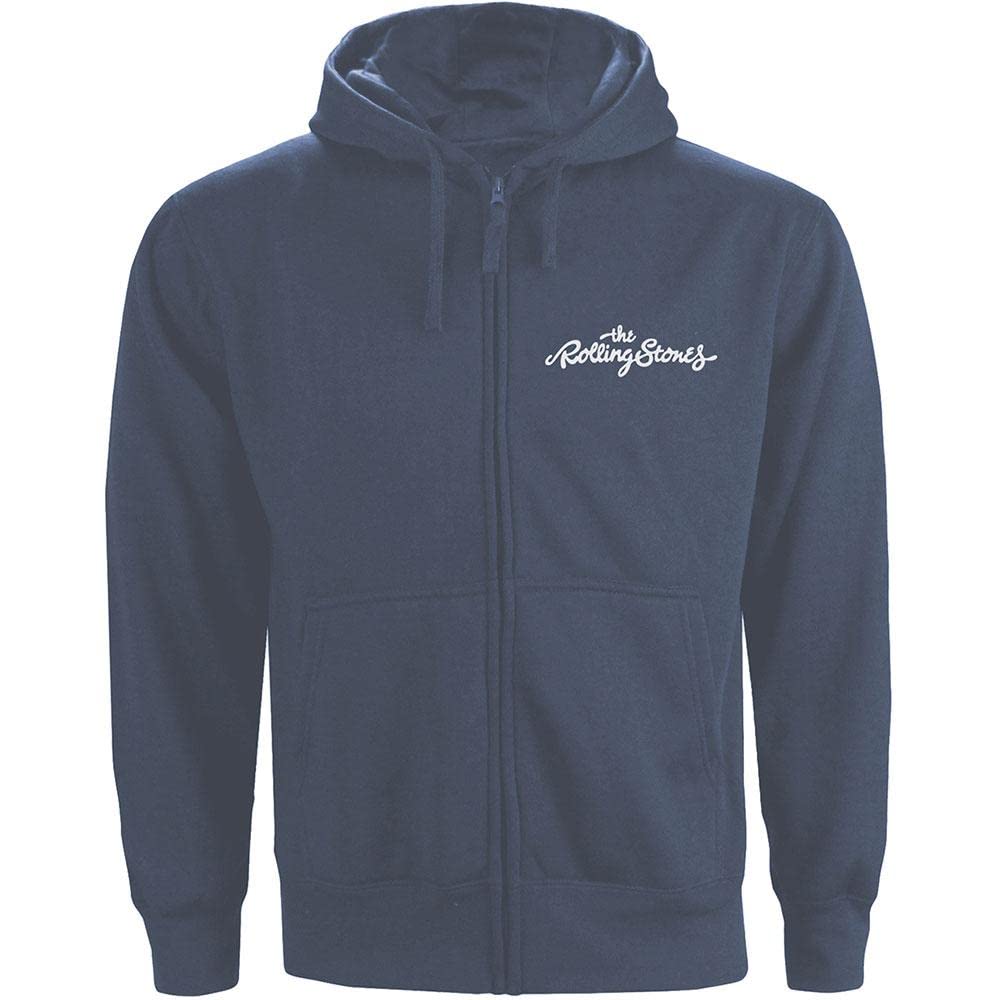 The Rolling Stones Men's Blue (Navy Navy) Classic Tongue (Back Print) Regular Fit Crew Neck Long Sleeve Hoodie, Medium (Manufacturer Size:medium)