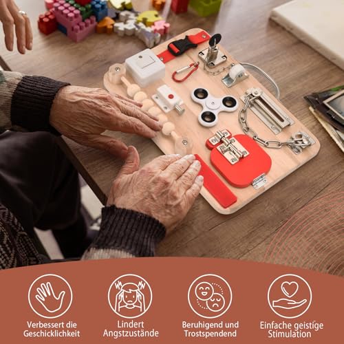 Potatomato Fidget Board für Demenzkranke – Beschäftigung für Senioren mit Alzheimer – Memory Spiele-Das generationenübergreifende Beschäftigungsboard-Feinmotorik trainieren & Erinnerungen wecken