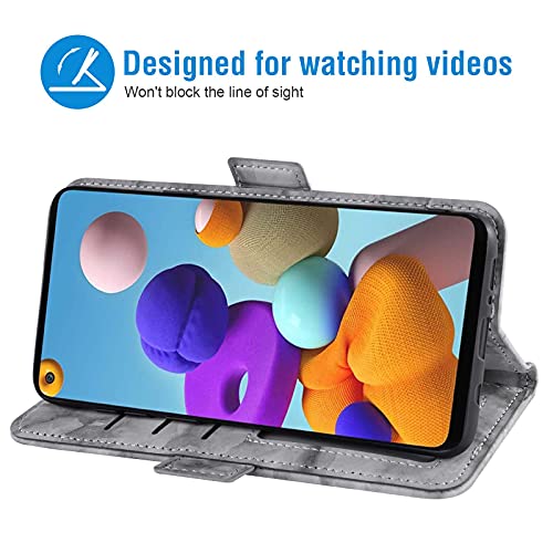 Asuwish Compatible With Samsung Galaxy A21S Case And Tempered Glass Screen Protector Cover Accessories Card Holder Kickstand Flip Marble Wallet Phone Cases For Glaxay Galaxies A 21S Galaxya21S Black #TOP2