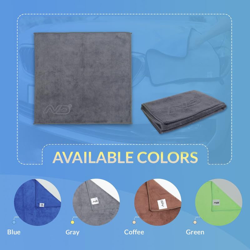 Image of Neodrift '400 GSM' Microfiber Cloth (Size - 40X40 Cm)(Set of 12 PC)(Colour - Gray)(Ultra Soft Cleaning Cloth for Car, Bike - Polishing, Detailing, Highly Absorbent)
