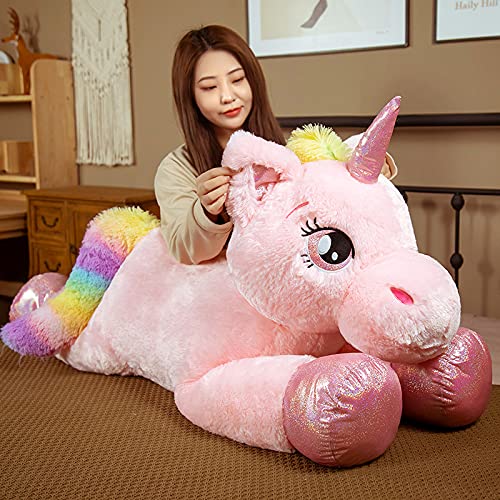Lindo Juguetes De Peluche De Unicornio Arcoíris Kawaii Almohada De Unicornio Muñeca De Animales De Dibujos Animados De Peluche Muñeca De Apaciguamiento De Bebé para Niños Regalo 80cm Blanco