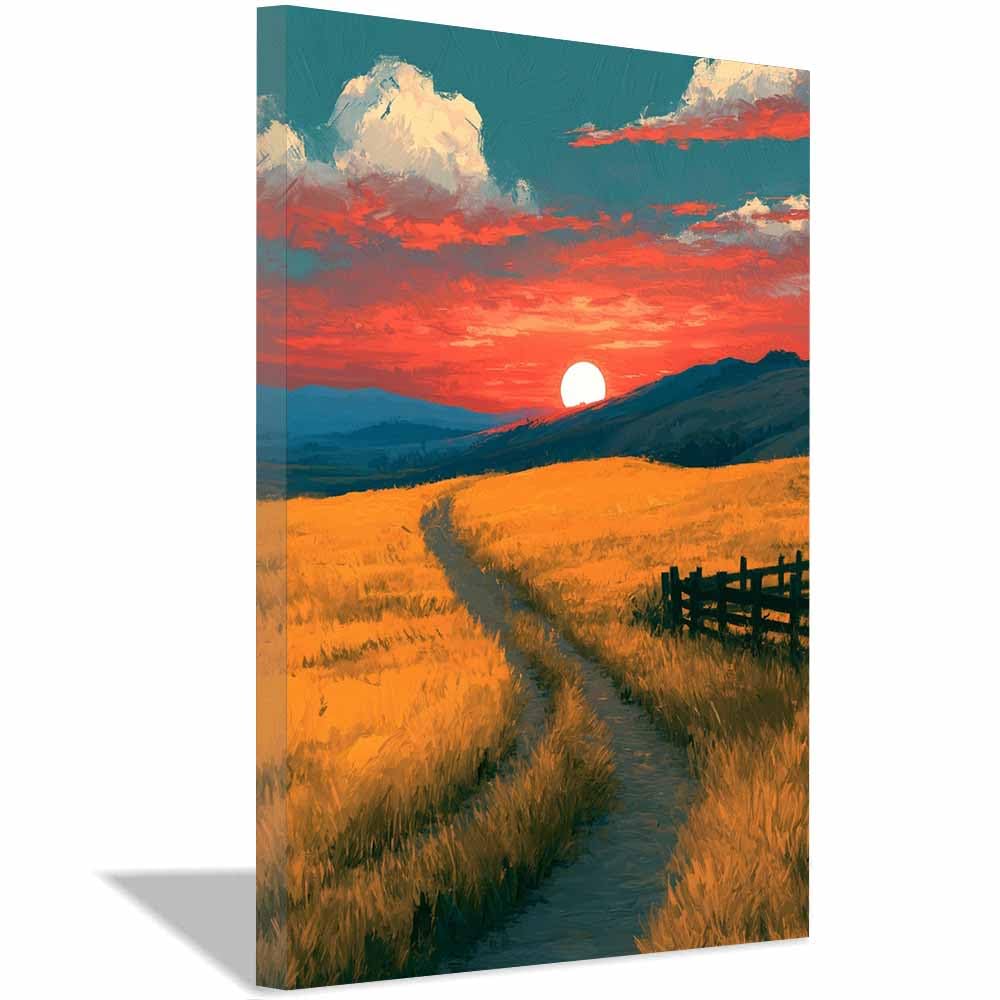 Bilder auf Leinwand Leinwandbild Minimalistisch Rustikale Blauen Wandbilder für Badezimmer Wohnzimmer Dekor(Orange 74)-40x60cm Gerahmt