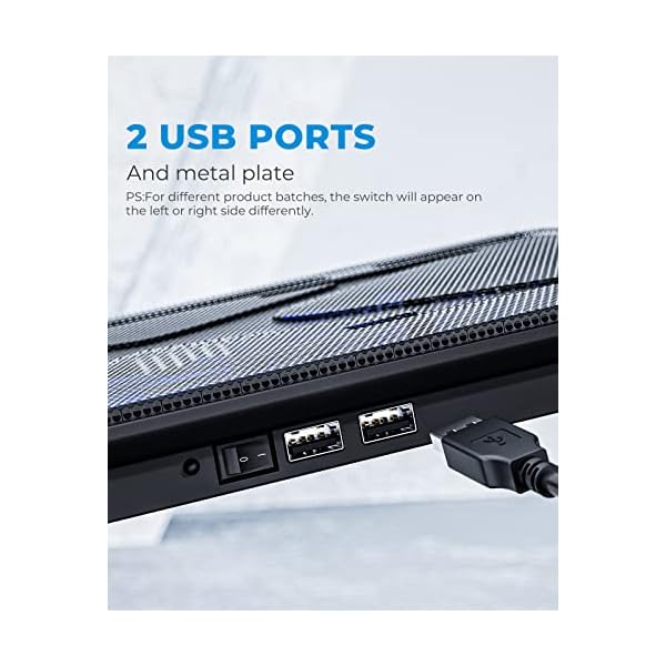 havit HV-F2056 15.6"-17" Laptop Cooler Cooling Pad - Slim Portable USB Powered (3 Fans), Black/Blue - Image 5
