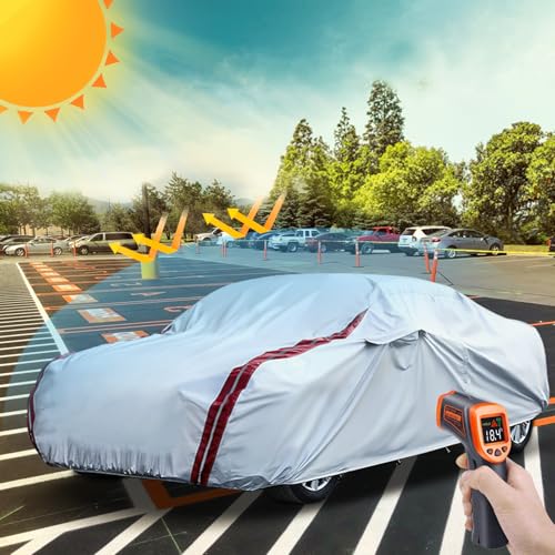 Image of Waterproof Car Covers Replace for 2009-2025 Porsche Cayenne, 6 Layers All Weather Custom-fit Car Cover with Zipper Door & 18 Ponit Windproof Bands for Snow Rain Dust Hail Protection