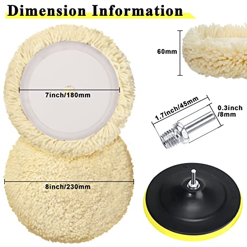 6 Pieces Wool Buffing Pads Polishing Pads Cutting Pads Hook Loop Polishing Pad For Compound, Cutting And Polishing Car Polishing Pad Backing Plate (8 Inch) #TOP2