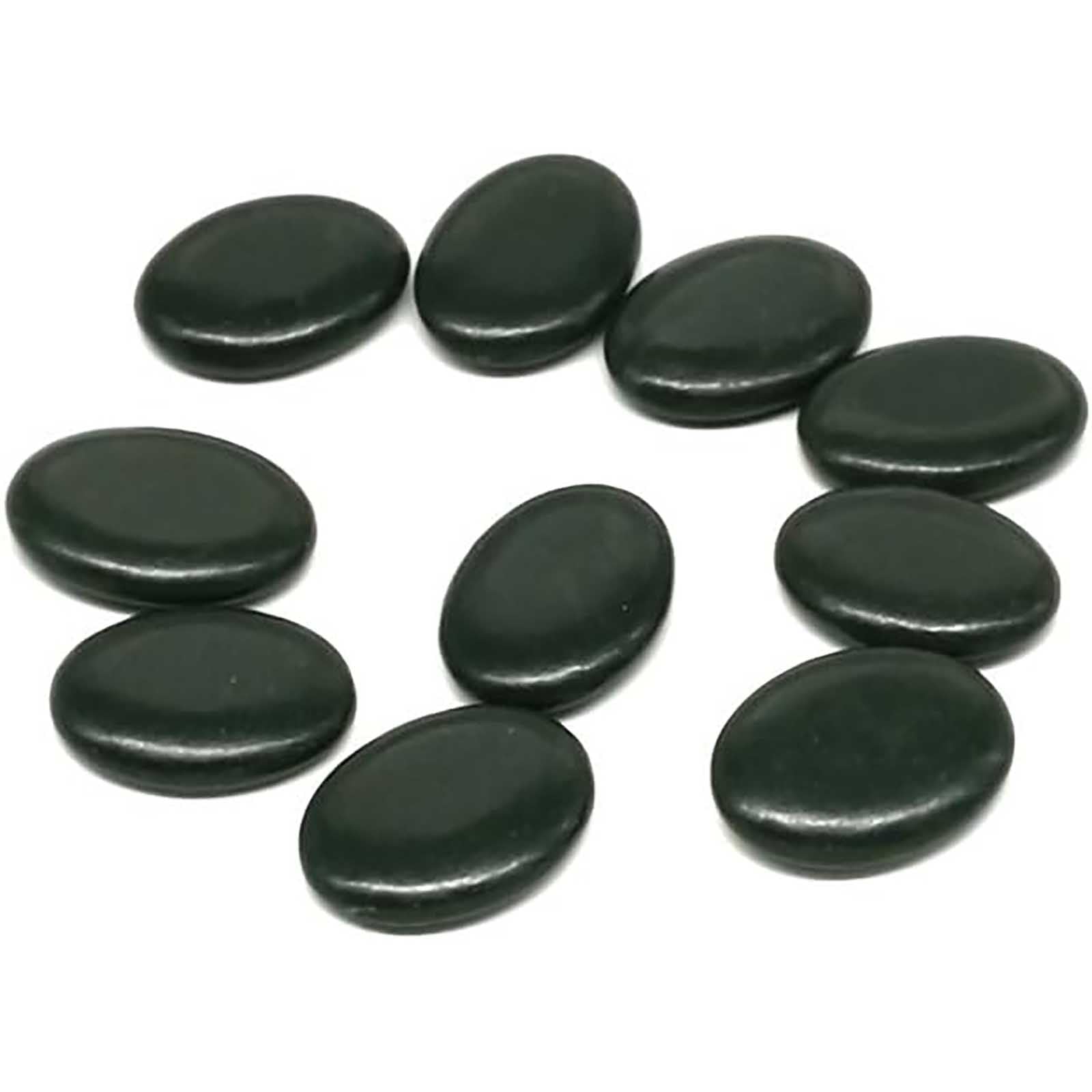 Tazweeq Set of 10 Small Professional Massage Hot Stones, Natural Lava Heating Stones, Basalt Heating Stones for Massage Therapy (10 Pcs. in Black)