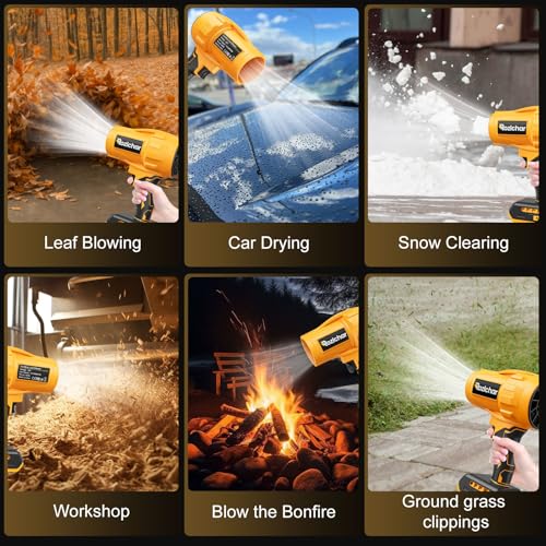 Rozlchar Cordless Leaf Blower Compatible for DeWALT 20V Batteries(No Battery), 125-MPH 430-CFM Variable Speed Handheld Turbo Jet Blower with Brushless Motor, Portable Dust/Snow Cleaner for Lawn, Patio