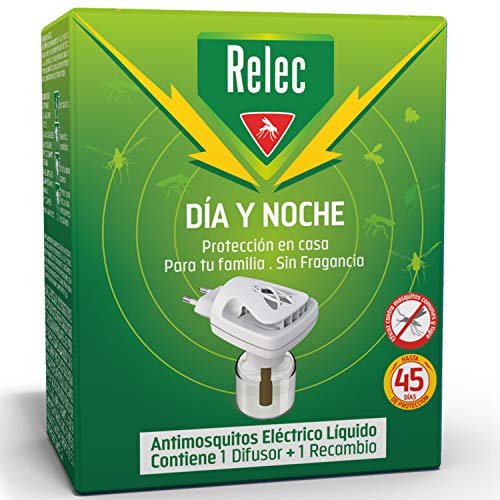 Relec Día y Noche Difusor Electrico y Líquido Antimosquitos, Repelente Antimosquitos 35 ml, Eficaz Contra El Mosquito Tigre, Protección contra Picaduras de Mosquitos en Zonas Templadas
