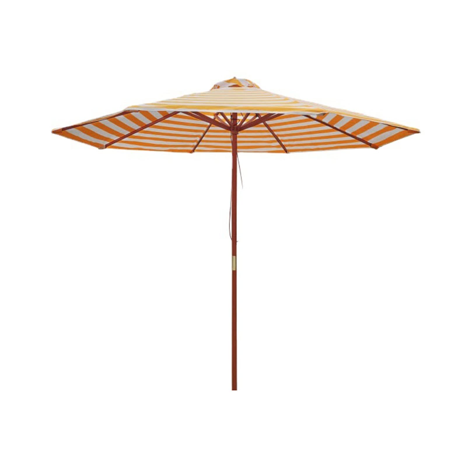 Parasol de jardín de madera a rayas amarillas y blancas de 8 varillas