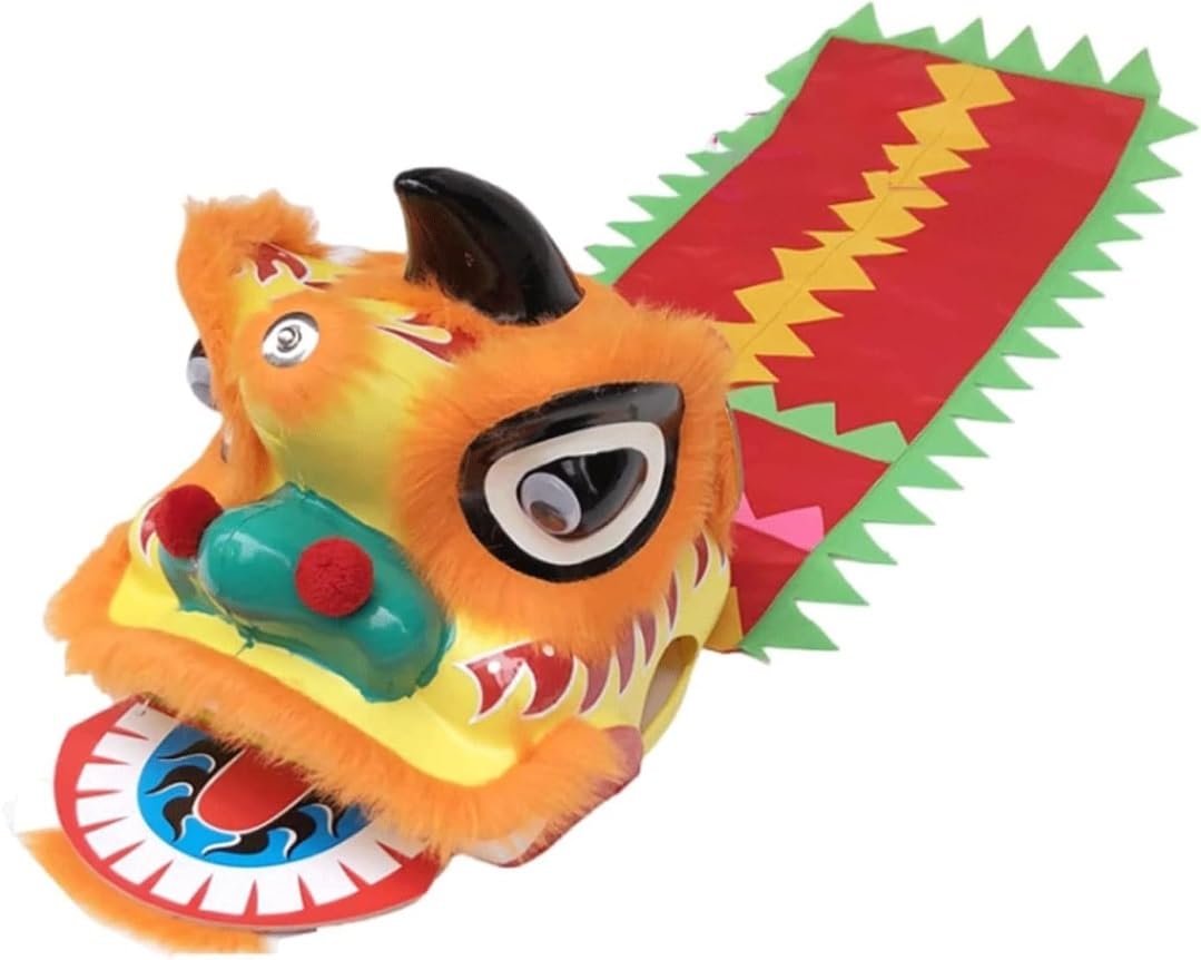 Krxsobnv Orange Lion Dance Clothes, 8 Inch Lion Dance Classic Dragon Costume Show And Props