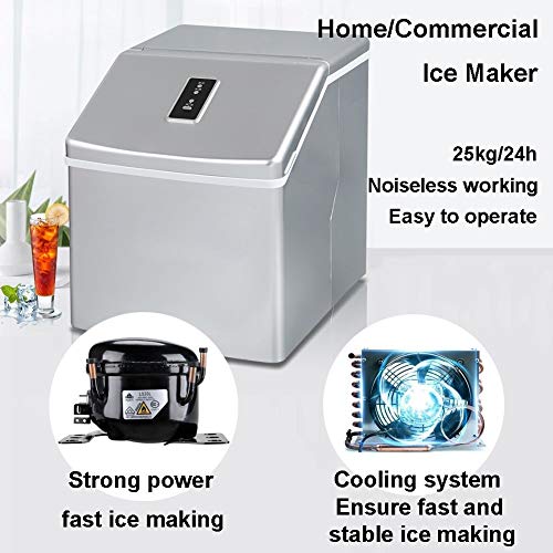 Eiswürfelmaschine MM Großvolumige Home/Kommerzieller Eismaschine, 25 Kg / 24h, Geräuschlos Arbeitende, 24 Eiswürfel In… – Bild 3