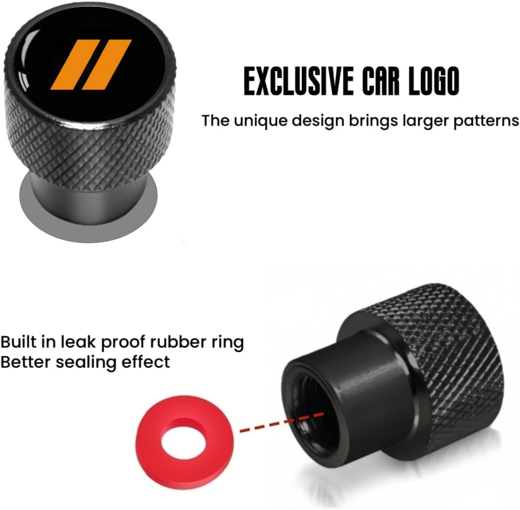 4PCS Tire Valve Stem Caps Compatible with Challenger Dakota Charger SRT Avenger Durango Caravan Corrosion Resistant Covers Air Valve Cap Set Dust Proof Leak-Proof Air (Orange)