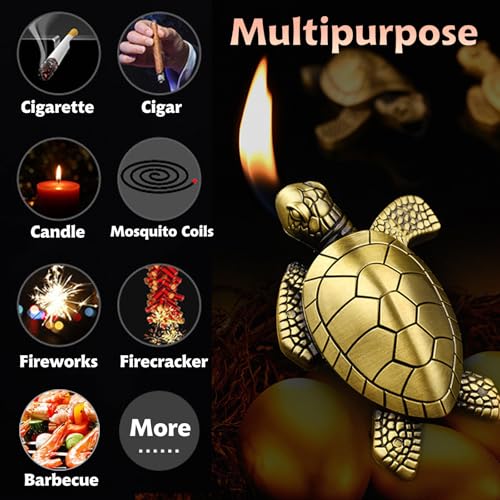 Encendedor Antorcha Tortuga Creativo Portátil Bronce miniatura 2