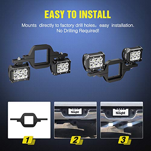 Image of Nilight Tow Hitch Bracket 2 inch Universal Mounting Kit Reverse Road LED Work Light for Truck SUV Trailer RV