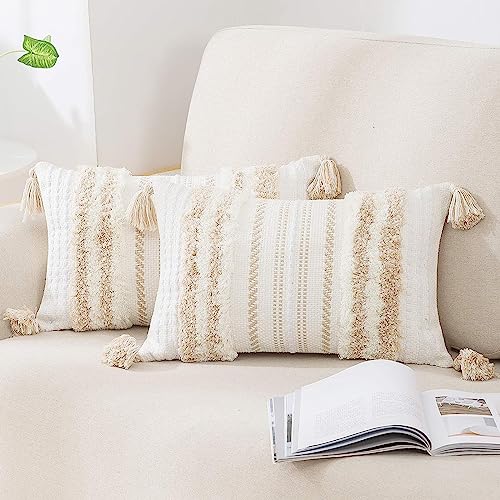 decorUhome Summer Decorative Boho Throw Pillow Covers 12x20 Set of