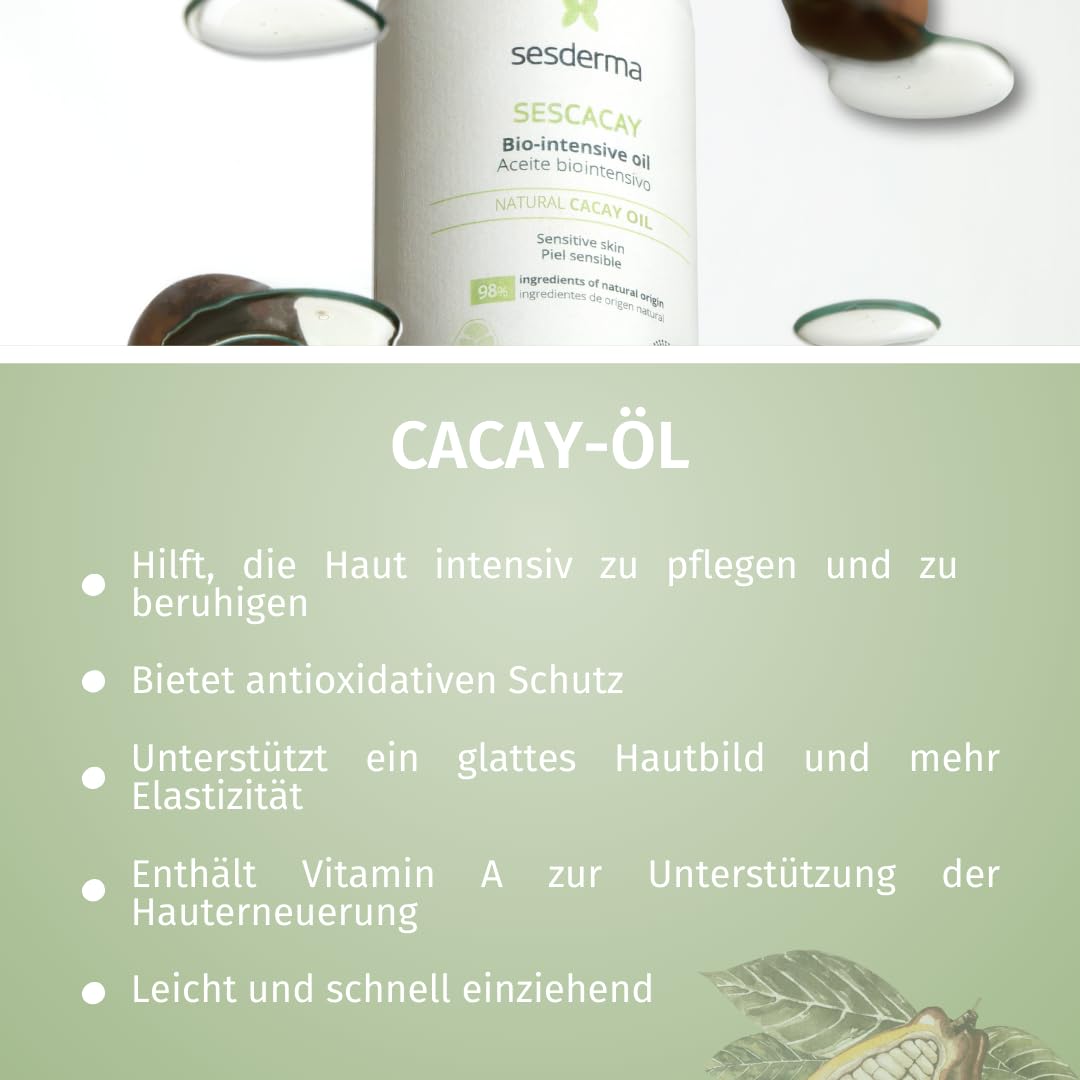 Sesderma Sescacay Bio-Intensivöl mit Cacay-Öl & HPR Retinoid 100 ml - Regenerierendes Körper & Haaröl gegen Dehnungsstreifen & Narben, Anti-Aging, Straffend, Feuchtigkeitsspendend