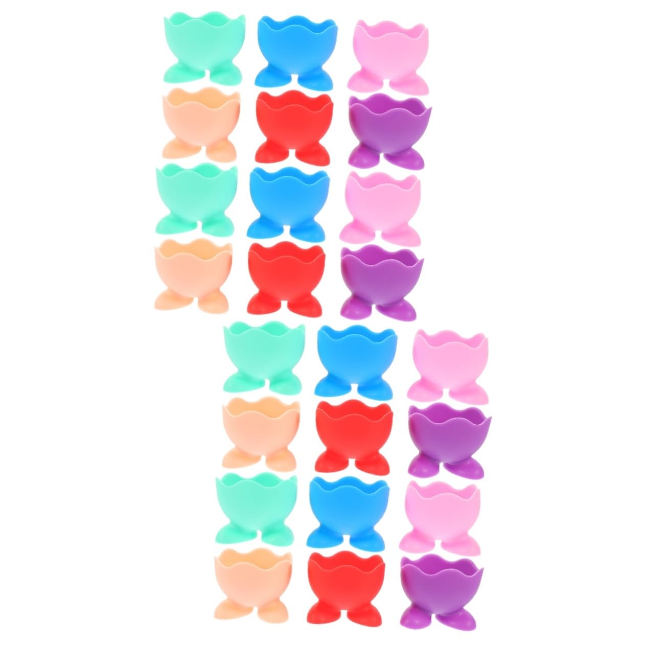 Cabilock 2sets Silicone Egg Tray Cups Egg Topper For Boiled Eggs Cartoon Holders Topper for Soft Boiled Modern Handheld Boiled Poached Stands Holders Kitchen Small Boiling 12pcs*2